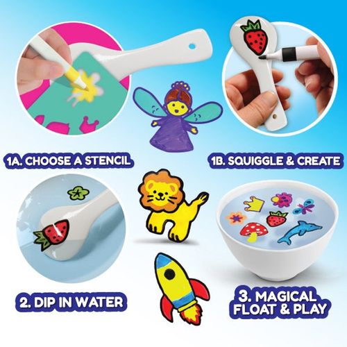 צפצפים: 6 טושים ו 2 שבלונות ליצירת ציורים צפים על גבי מים - ספארי