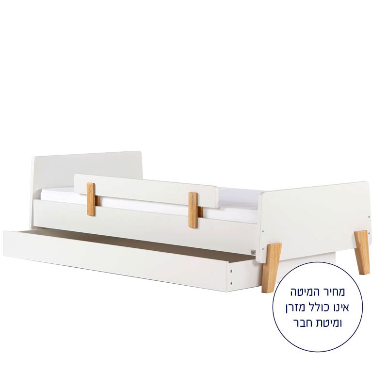 מיטת ילדים דגם פאן קטנים גדולים - צבע לבן + אלון אדום