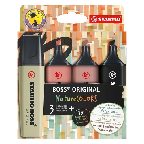סט 4 מדגישים STABILO BOSS NatureCOLORS