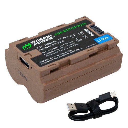 סוללה חליפית עם שקע טעינה מובנה Wasabi PowerFUJIFILM NP-W235 USB-C