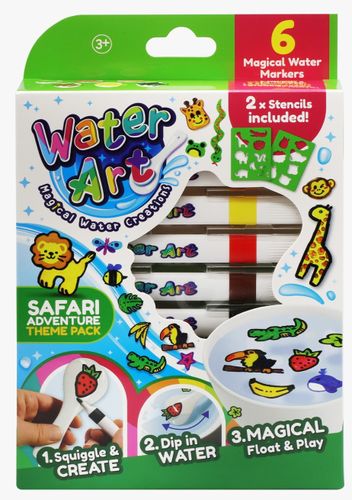 צפצפים: 6 טושים ו 2 שבלונות ליצירת ציורים צפים על גבי מים - ספארי