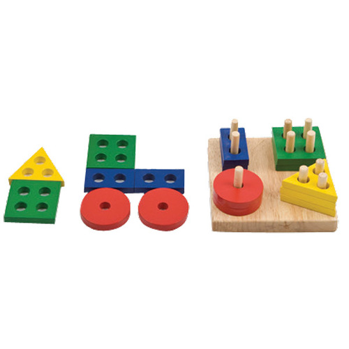 לוח השחלת צורות מעץ לפיתוח מוטוריקה עדינה לילדים