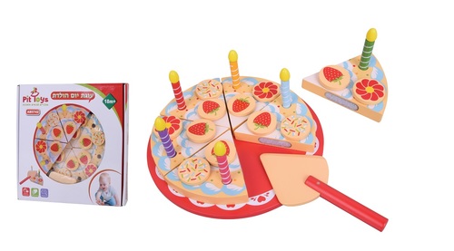 עוגת יום הולדת לילדים למשחק דמיון עם חלקים ניתנים לחיתוך
