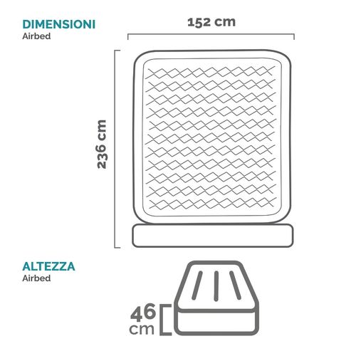 מזרון מתנפח זוגי משאבה מובנית ומשענת גב ולראש Intex 64448  King-Size