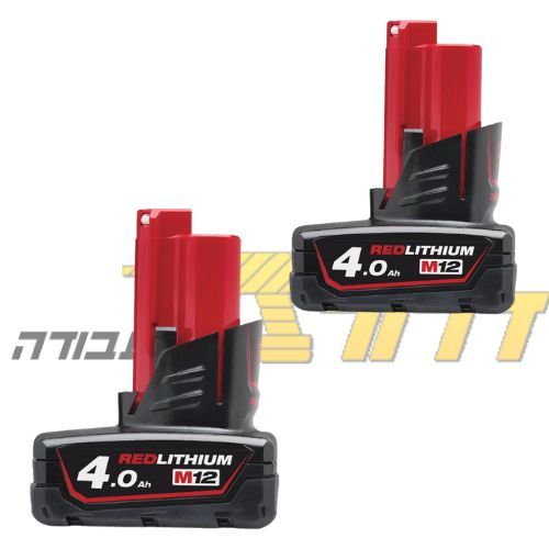 סט מברגות מילווקי, מברגת אימפקט + מברגת פוטר 2 סוללות 4 אמפר+ מטען + מזוודה  Milwaukee M12FPP2A2 2X4A -GEN 3 FUEL 12V 4933480587