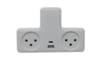 מפצל חשמל T עם 2 שקעים וחיבור TYPE C + USB
