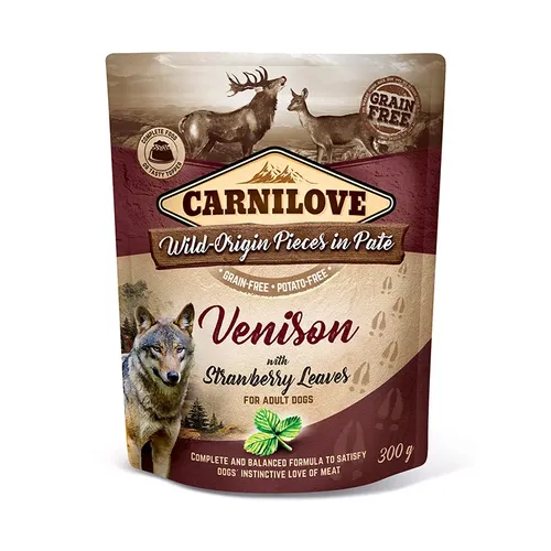 פאוץ' קרנילאב אייל עם עלי תות לכלבים 300 גרם CARNILOVE