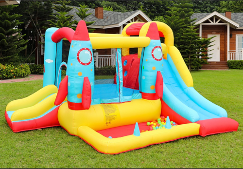 מתקן קפיצה מתנפח בינוני טירת טילים DOCTOR DOLPHIN משטח קפיצה+מגלשה+קיר טיפוס דגם 62113 