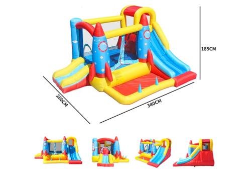 מתקן קפיצה מתנפח בינוני טירת טילים DOCTOR DOLPHIN משטח קפיצה+מגלשה+קיר טיפוס דגם 62113 