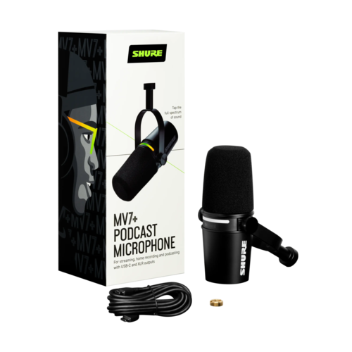 מיקרופון דינאמי +Shure MV7 בחיבור USB