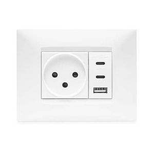 1 שקע בודד + 1 שקע טעינה USB 20W לקופסא 3 – קומפלט – ניסקו סוויץ’ NISKO SWITCH