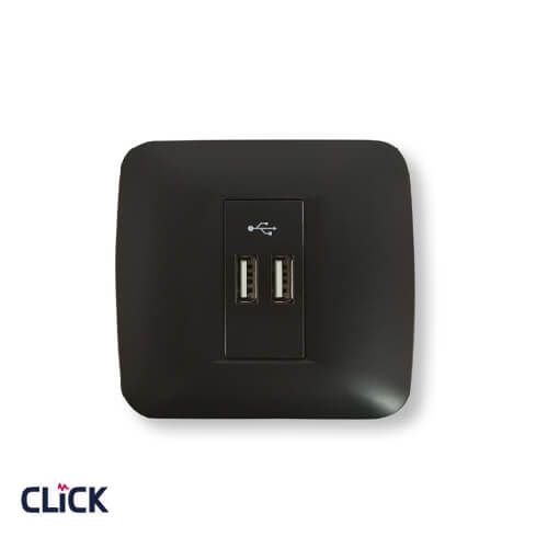 USB כפול שחור “קליק” לקופסא עגולה