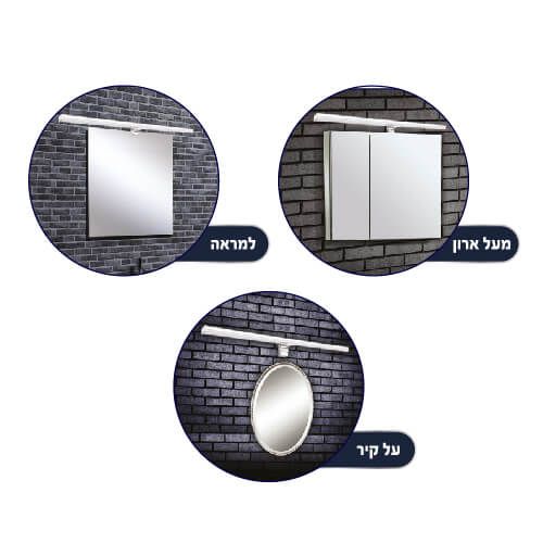 גוף תאורה לאמבטיה AGAM הספק 15W מוגן IP44 גוון אור קר