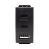 מטען 3 יציאות USB 2C+A PD 20W שחור מט 1 מודול ניסקו סוויץ’