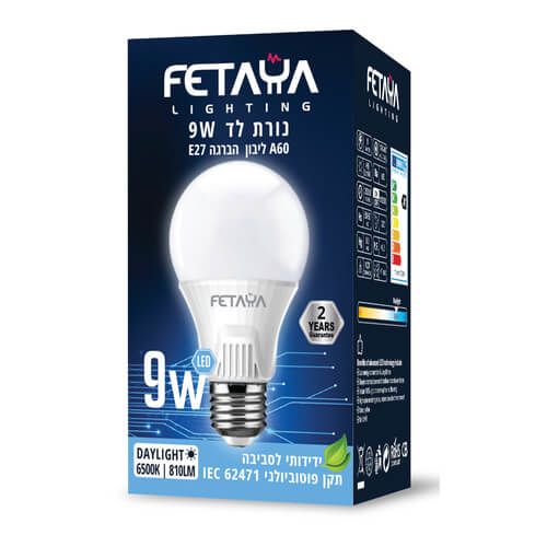 נורת ליבון לד 9W הברגה E27 אור קר