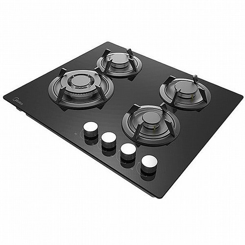 כיריים גז 4 להבות מיאדה MIDEA בגימור זכוכית שחורה דגם 60GH503B