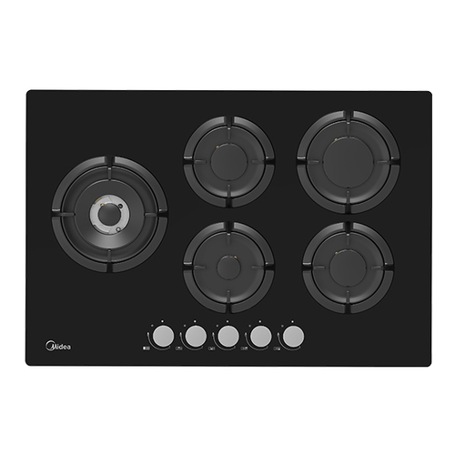 כיריים גז 5 להבות מידאה MIDEA בגימור זכוכית שחורה דגם 75GH503