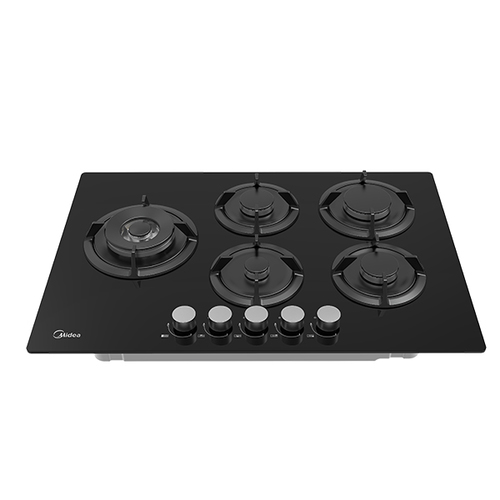 כיריים גז 5 להבות מידאה MIDEA בגימור זכוכית שחורה דגם 75GH503