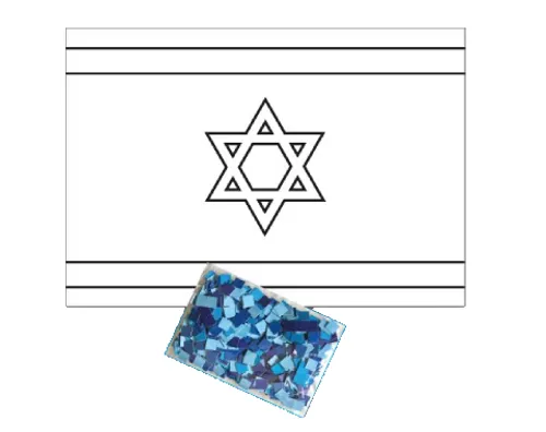 ערכת יצירה - דגלים דו-צדדיים לצביעה עם פסיפס בגווני כחול - 36 יח'