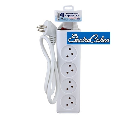 רב שקע 4 + כבל עד 1 מטר + מפסק hyundai