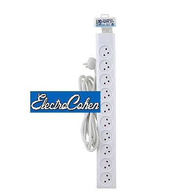 רב שקע 10 + כבל 3 מטר מאושר מכון התקנים 