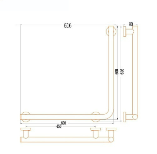 ידית אחיזה L מעוצבת 60/60 שחור עשוי BARSS מק