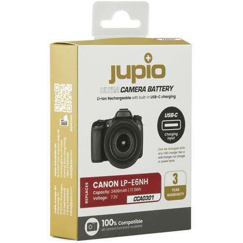 סוללה Jupio LP-E6NH *ULTRA* (USB-C input) 2400mAh