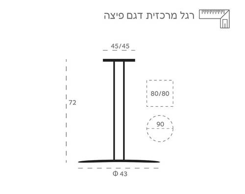 שרטוט ומידות שלד דגם פיצה