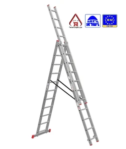 סולם אלומיניום תלת חלקי (⋌) קל משקל 11 שלבים 6.34 מטר KAPRO