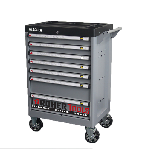 עגלת כלים 7 מגירות אפור, כולל נעילת מגירות - 1093442 ROHER TOOLS