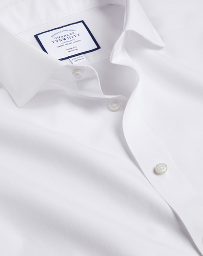 חולצה לבנה פופלין צווארון חתוך גזרת סלים - Poplin Slim Fit