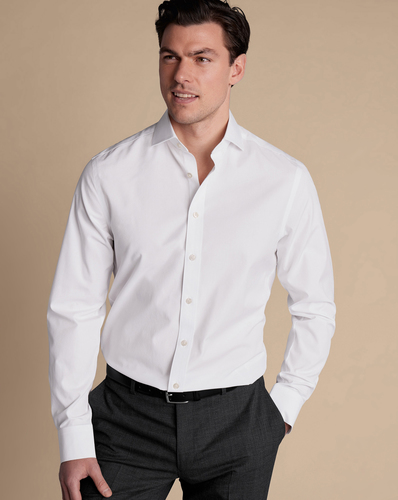 חולצה לבנה פופלין צווארון חתוך גזרת סלים - Poplin Slim Fit