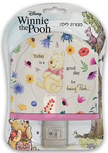 מנורת לילה עם חיבור לשקע חשמל - פו הדוב פרחוני