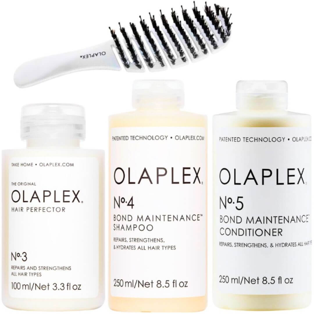 ערכה מקצועית לשיקום השיער אולפלקס OLAPLEX NO` 3, 4, 5 + מברשת מתנה