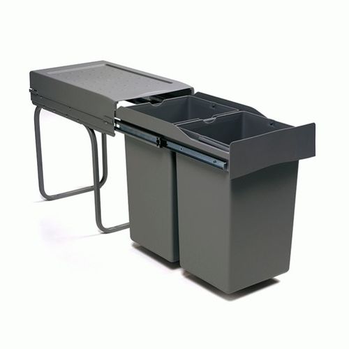פח אשפה כפול 28 ליטר (14X2 )נשלף עם מסילה, דגם 222