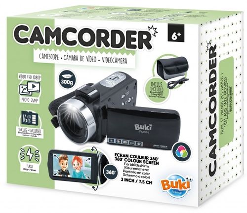 מצלמת וידיאו קומפקטית HD עם מסך צבעוני מסתובב, כרטיס זכרון 16GB וחיבור למחשב