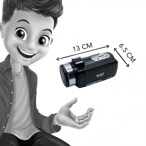 מצלמת וידיאו קומפקטית HD עם מסך צבעוני מסתובב, כרטיס זכרון 16GB וחיבור למחשב