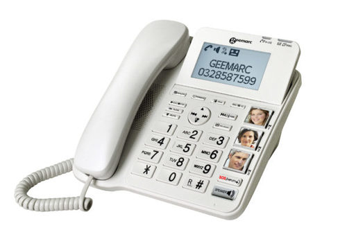 טלפון שולחני מוגבר+ שלוחה אלחוטית Geemarc AmpliDECT CL595-2 Photo עברית אומר שם המתקשר