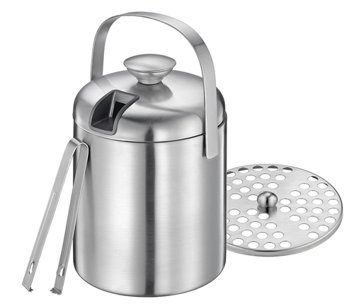 דלי לקרח ומלקחיים נירוסטה FREDDO Ice bucket