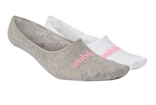 2 זוגות גרבי קרסול מידה 37-39 לבן / אפור (כיתוב ורוד)