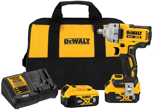 מפתח בוקסות נטען DEWALT DCF891P2 18V XR Mid Torque - ערכה עם שתי סוללות 5 אמפר, מטען ומזוודת נשיאה