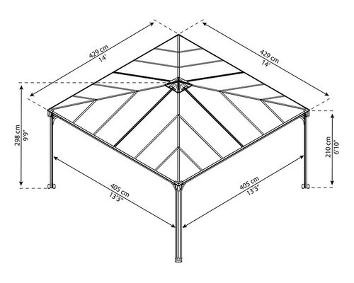 גזיבו לגינה PALERMO אפור כהה 4.3x4.3