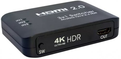 מתג HDMI2.0 4K עם 3 כניסות ויציאה אחת למסך ושלט  Gold Touch E-HDMI-SW3-4KHDR