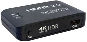 מתג HDMI2.0 4K עם 3 כניסות ויציאה אחת למסך ושלט  Gold Touch E-HDMI-SW3-4KHDR