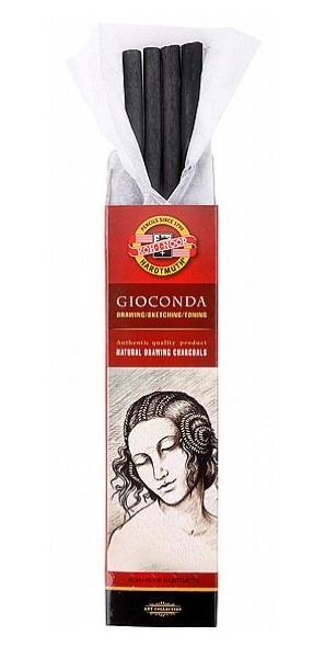 מקלות פחם טבעי, עובי 8-9 מ"מ (4 יח) - GIOCONDA NATURAL CHARCOALS