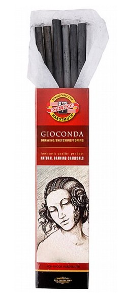 מקלות פחם טבעי, עובי 6-7 מ"מ (6 יח) - GIOCONDA NATURAL CHARCOALS