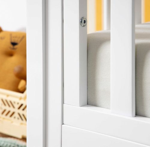 מיטת תינוק הופכת למיטת מעבר ולמיטת ספה דגם להלה - לבן