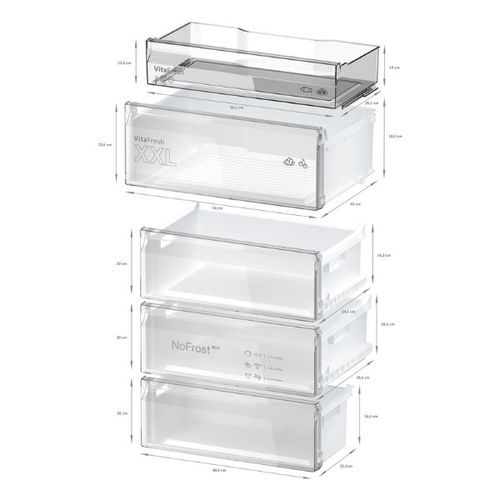 מקרר מקפיא תחתון 440 ליטר Bosch KGN49VXCT נירוסטה מושחרת