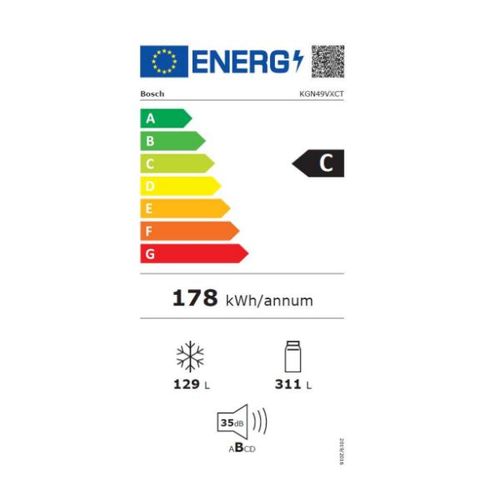 מקרר מקפיא תחתון 440 ליטר Bosch KGN49VXCT נירוסטה שחור מוברש | פולין