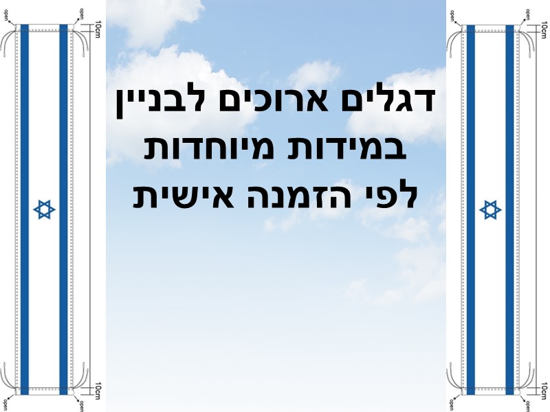 דגל ישראל ארוך לבניין בהתאמה אישית
